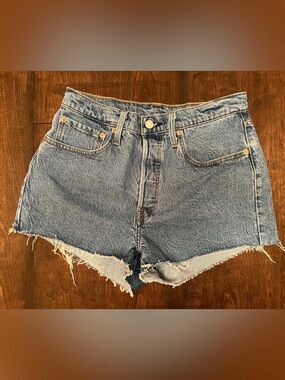 Levi's 501 Faded Blue High-Rise Cutoff Denim Shorts